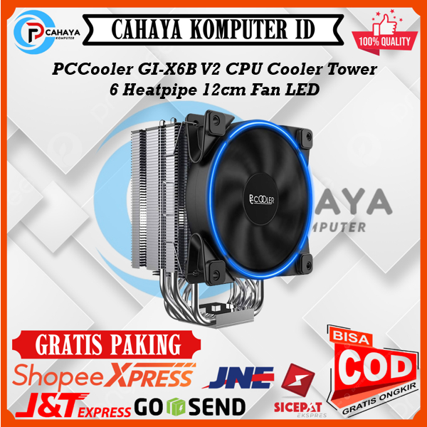 FAN PROSESOR PCCooler GI-X6B V2 CPU Cooler Tower 6 Heatpipe 12cm Fan LED