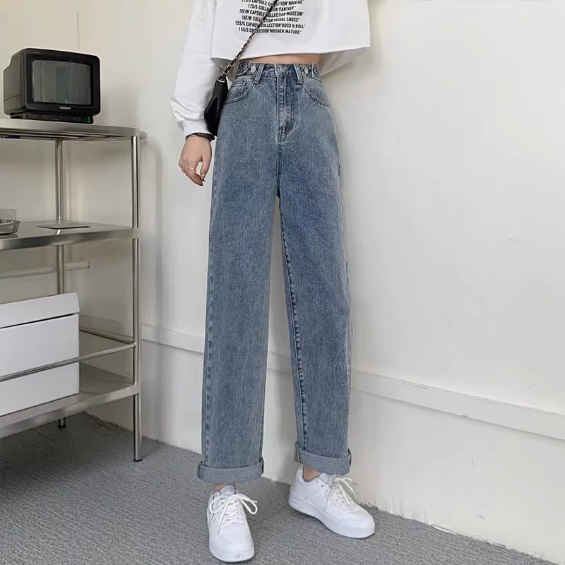 Celana Jeans Wanita Remaja Highwaist Kulot Loose Kekinian