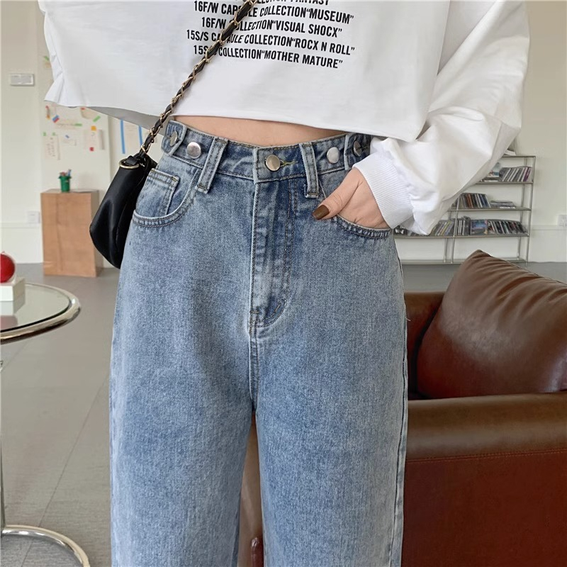 Celana Jeans Wanita Remaja Highwaist Kulot Loose Kekinian