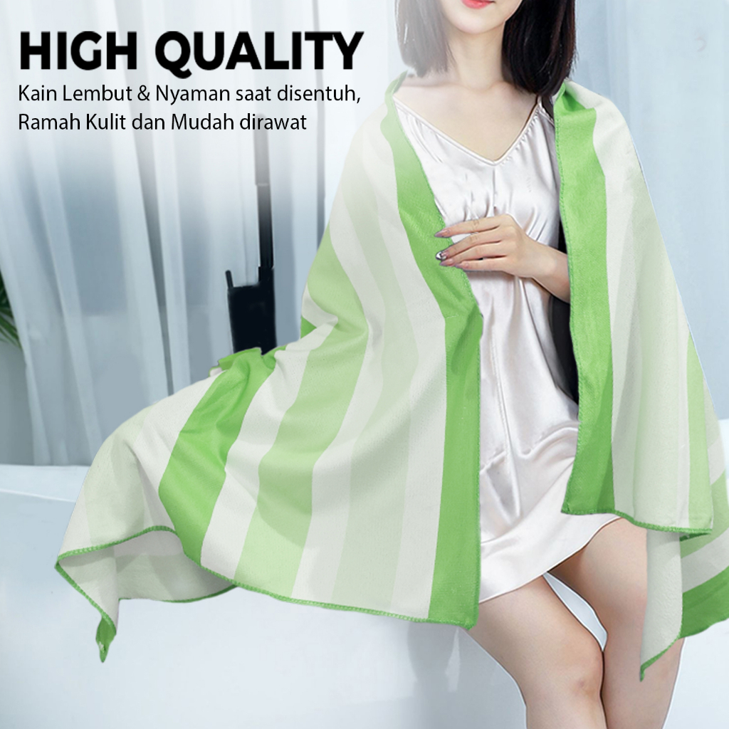 Handuk Mandi Salur Super Jumbo Dewasa Motif Garis Ukuran 80x160cm Pria Wanita Terbaru Bahan Polyester Tebal Perlengkapan Rumah Tangga Kamar Mandi Import - H51 - 88Blanketstore