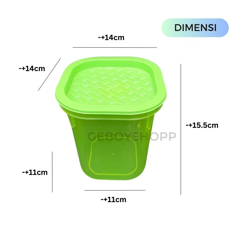 Toples Makanan / Tempat Penyimpanan Makanan Plastik Segi Jerami 1800ml Foodgrade PP5