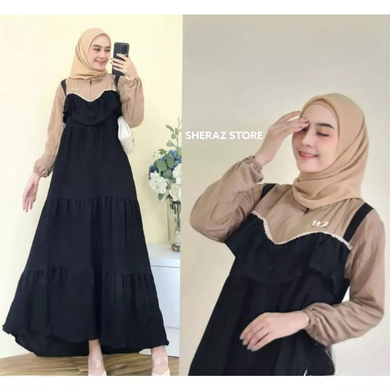 Gamis Wanita Jumbo Ld 120 130 140 MARISA MAXI S M L XL XXL XXXL 5L Gamis Crinkle Airflow Terbaru 2023