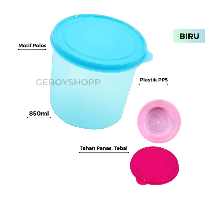 Toples Kue / Food Container / Toples Bulat Kedap Udara Zellie 850ml Foodgrade PP5