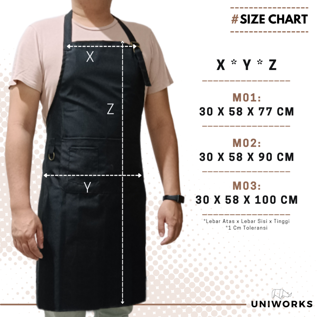 Uniworks Apron Waterproof Premium Multifungsi Seri WRTW V01 Bahan Anti Air Set 10 pcs