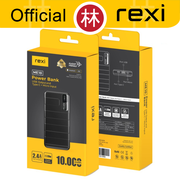 Rexi ME10 Powerbank 10.000 mAh PD20W Dual Input Output Fast Charging