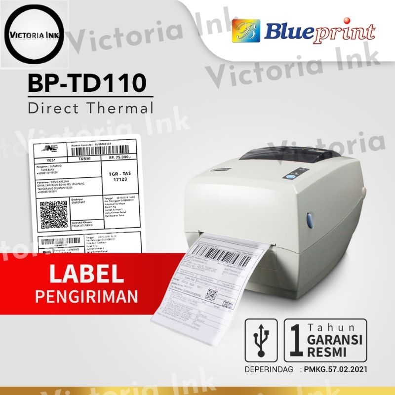 Barcode Printer Thermal Label Resi Pengiriman A6 Blueprint TD110BT Bluetooth (USB + Bluetooth) TD 110bt TD110 (USB) Printer Stiker Blueprint TD110 TD110BT