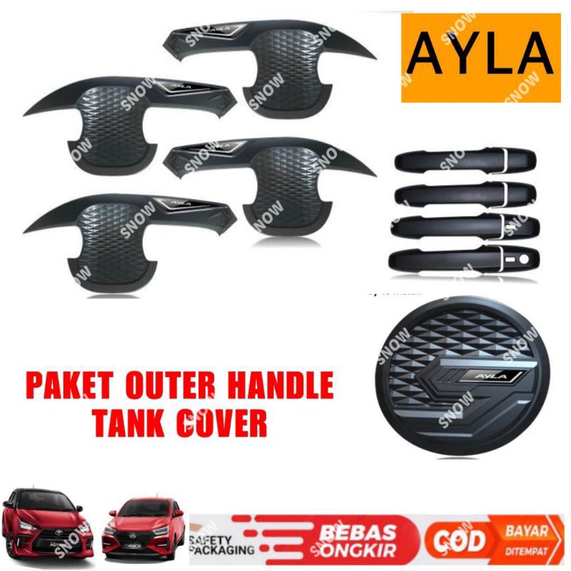 Paket Outer Handle Tank Cover Agya Ayla GR SPORT 2023 2024 2025 UP Hitam Doff