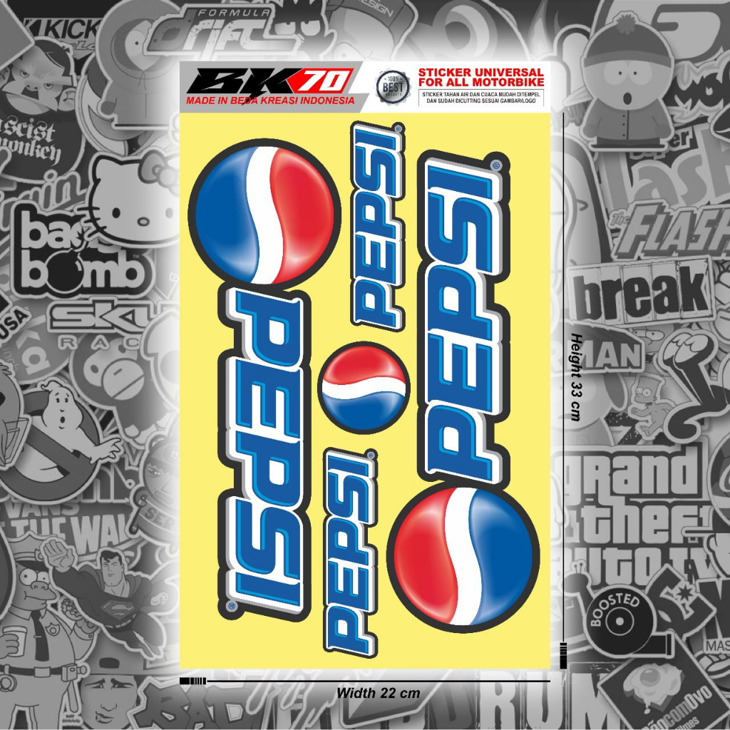 Stiker printing motor matic logo pipsi satu set keren