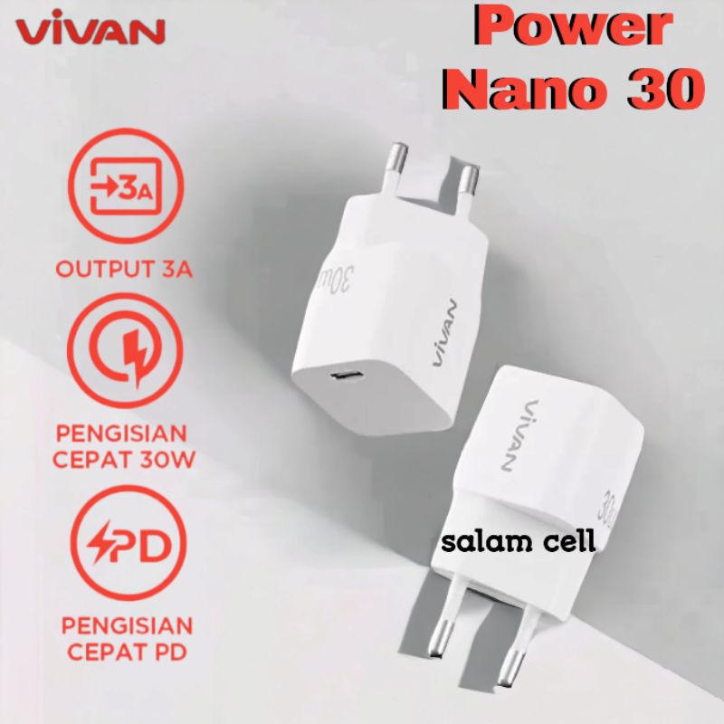 VIVAN Charger Power 30 Fast Charging 30W A Type-C (PD) Multi Protection White Garansi 1 Tahun