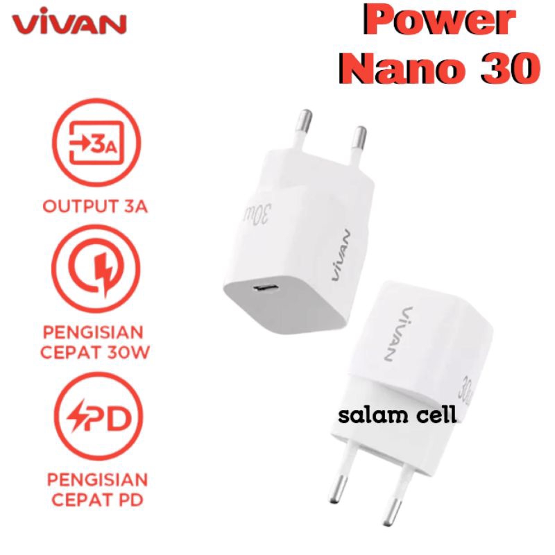 VIVAN Charger Power 30 Fast Charging 30W A Type-C (PD) Multi Protection White Garansi 1 Tahun