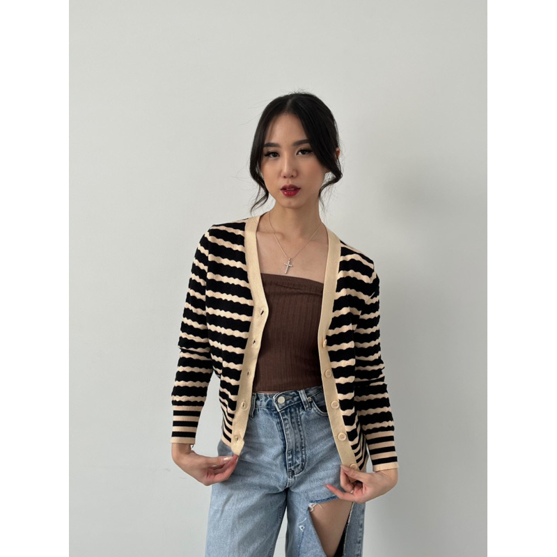 pixie cardi / cardigan garis / premium knit