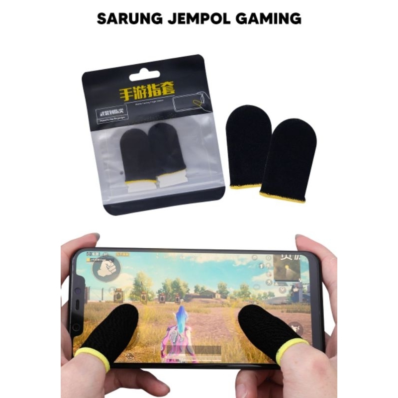 Sarung Tangan Jempol Isi 2 Anti Basah &amp; Keringat Hp Pubg Gaming Pengiriman Random ₩