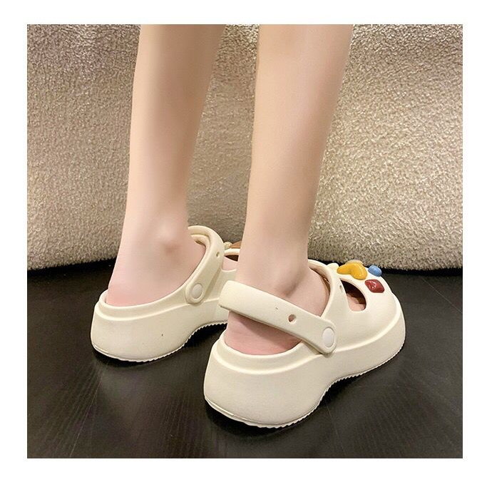 GROSIRTAS TG1757 Sandal Crocs Wanita Import With Jibbitz/Sendal Baim Motif Minimalis Korean Kekinian