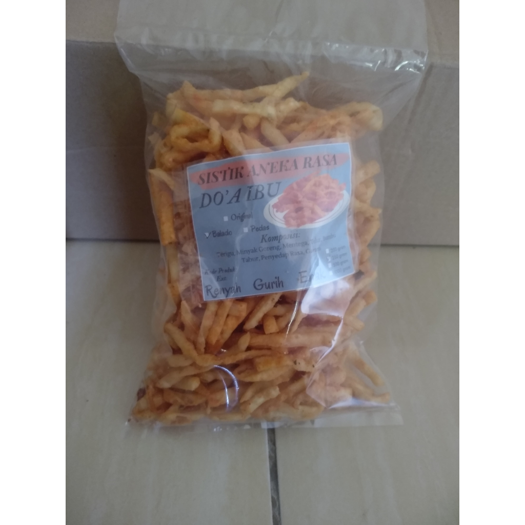 

Sistik 250 gram Pedas, Sistik Termurah, Terlaris, Stok Banyak