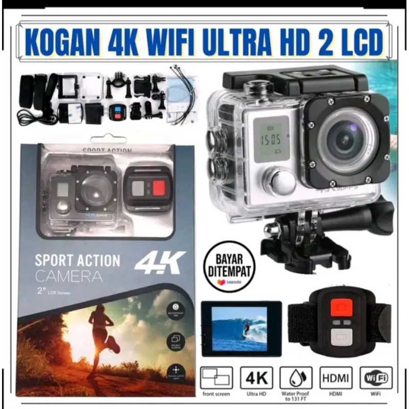Kamera Sport Action Kogan Wifi 2 LCD + Remote Control 4K Ultra HD Sport Action Cam Remote Control 2 