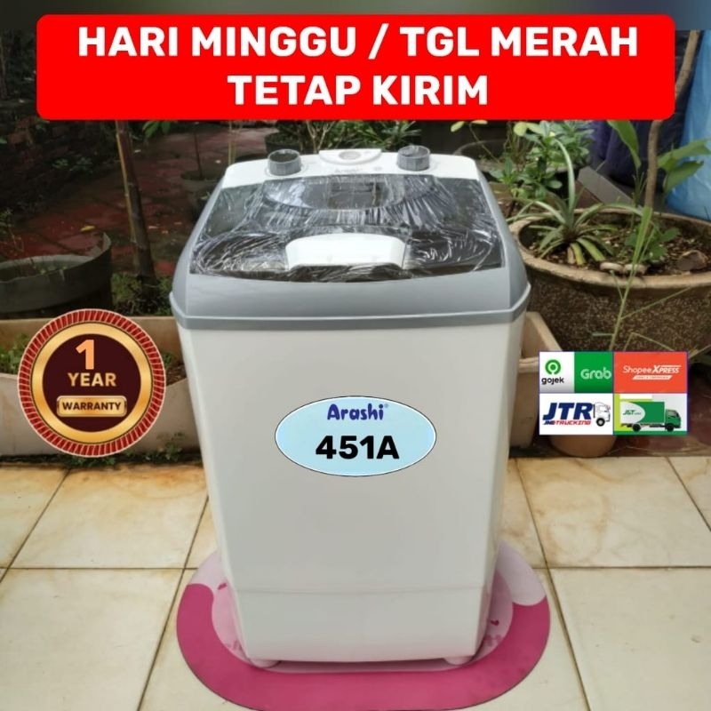 Mesin cuci mini portable 1 tabung 4,5 kg Arashi ( INSTAN 2 jam PASTI SAMPAI )