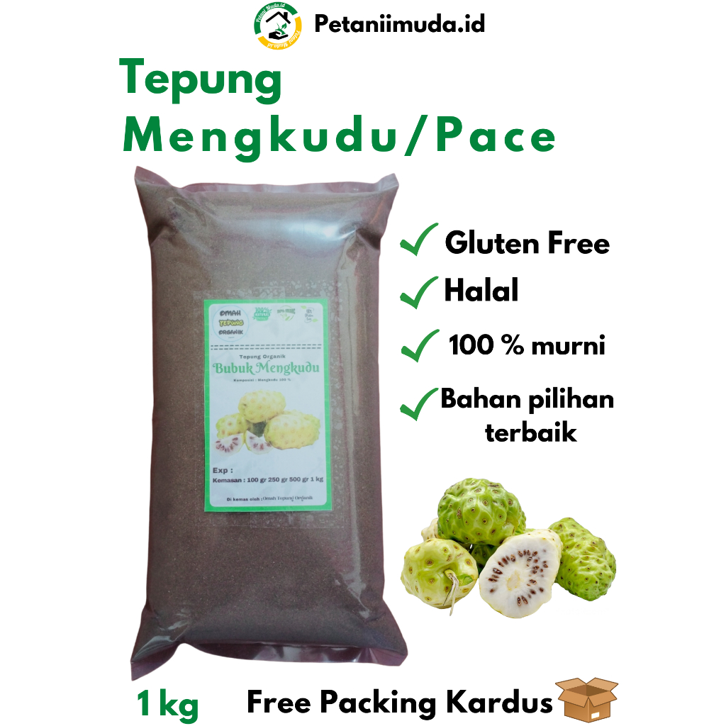 

Tepung Buah Mengkudu murni kemasan 1 KG/Tepung Pace Murni kemasan 1 KG/Bubuk Mengkudu kemasan 1 KG/Bubuk Pace kemasan 1 KG