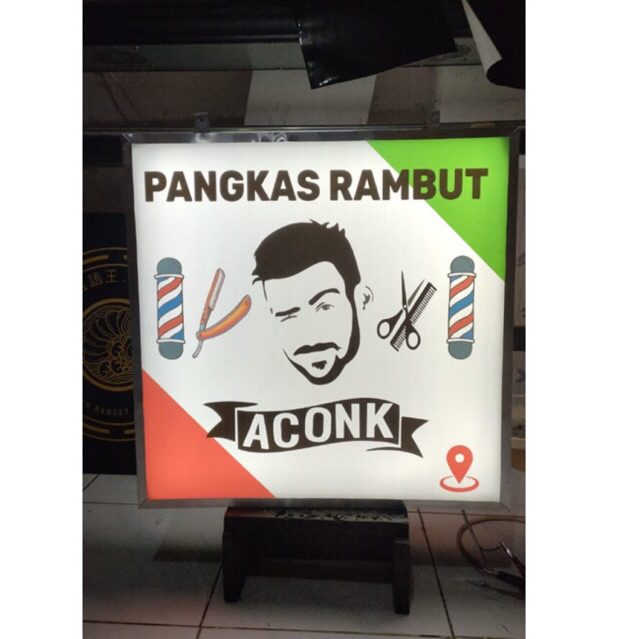 NEON BOX PAKAI DESAIN SENDIRI | NEON BOX PANGKAS RAMBUT | NEONBOX AKRILIK DUA SISI DEPAN BELAKANG | 