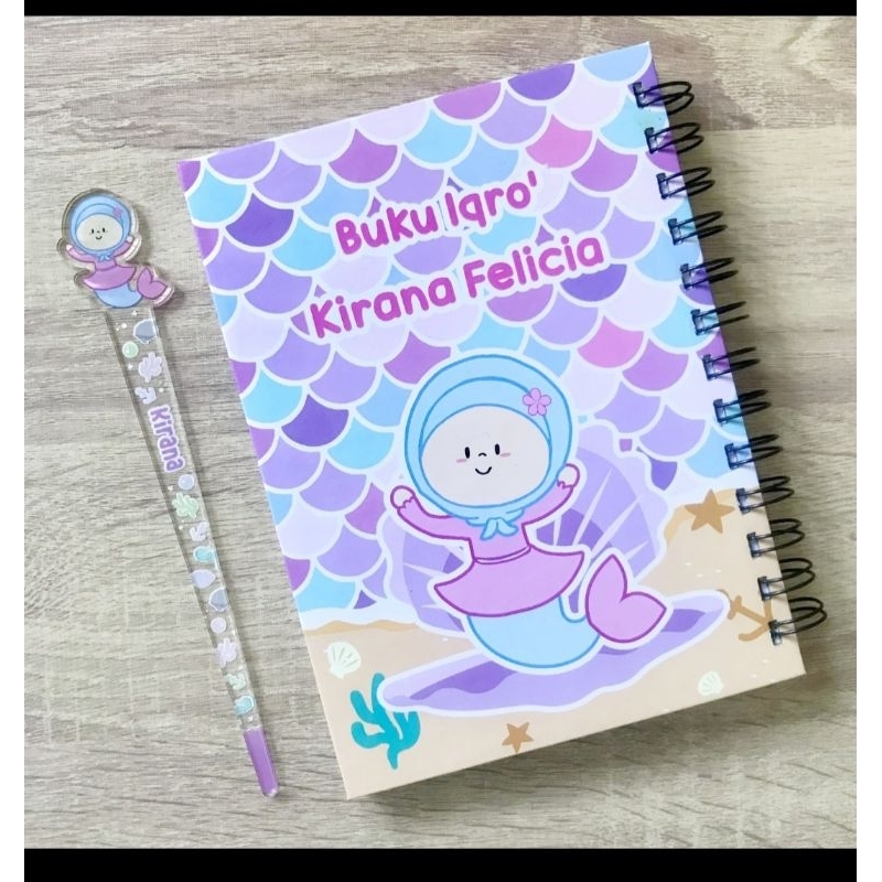 (LIGHTLYSKY) 1 SET  Iqro Juzamma + Tuding Ngaji Karakter Custom karakter dan Nama