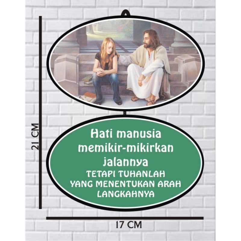 hiasan dinding oval hati manusia memikir
