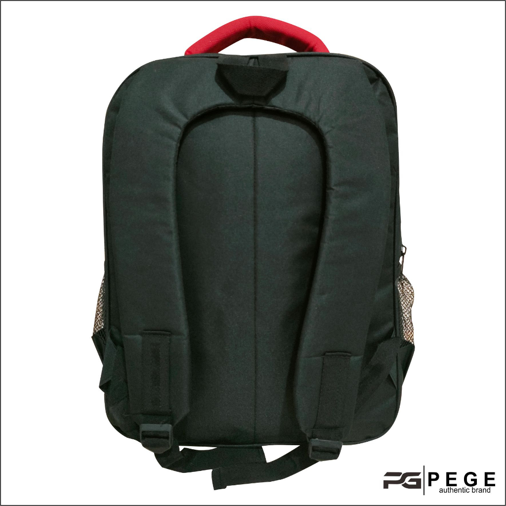 Tas Ransel Pria Laptop Emboss PEGE Thorzy Polos Hitam Model Simpel Kasual - PG 13