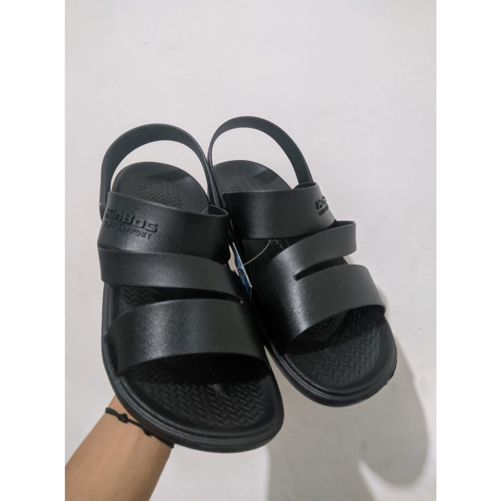 Sandal pria dewasa tali belakang merk Kinbos nyaman dipakai simple &amp; elegan bahan karet pylon terbaru &amp; terendi