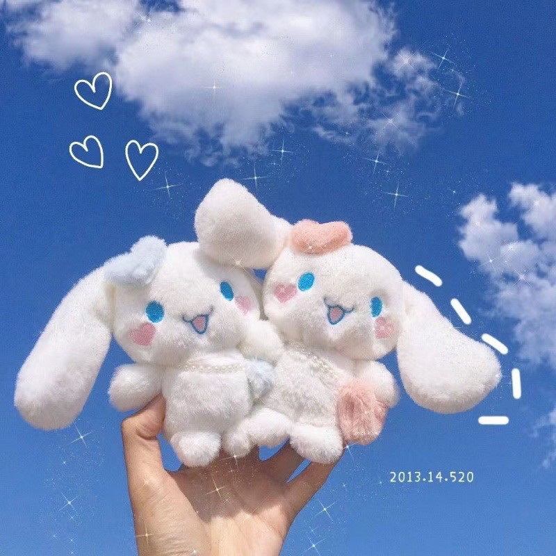 gantungan kunci boneka cinnamoroll topi love sanrio lolita fluffy boneka