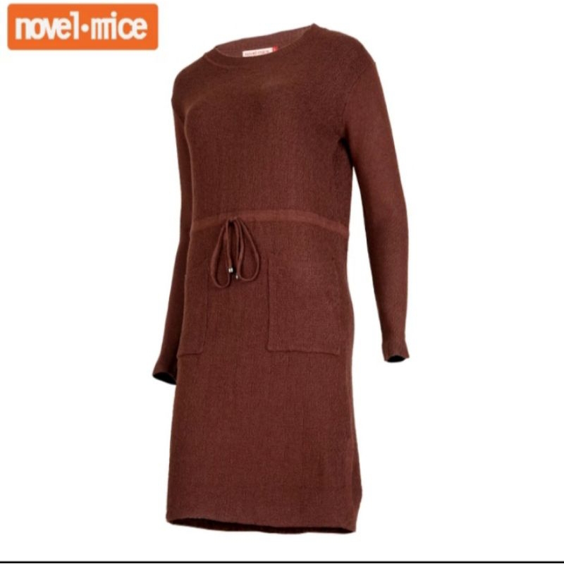 Dress Rajut Coklat Novel Mice