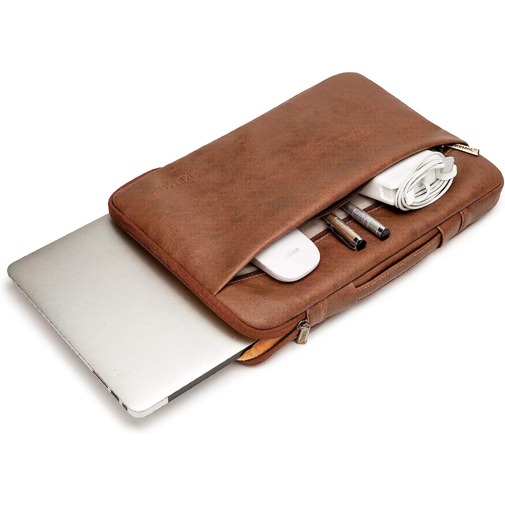 Tas Laptop Macbook KINMAC Handstrap pu leather Shockproof 13 14 15 16 inch