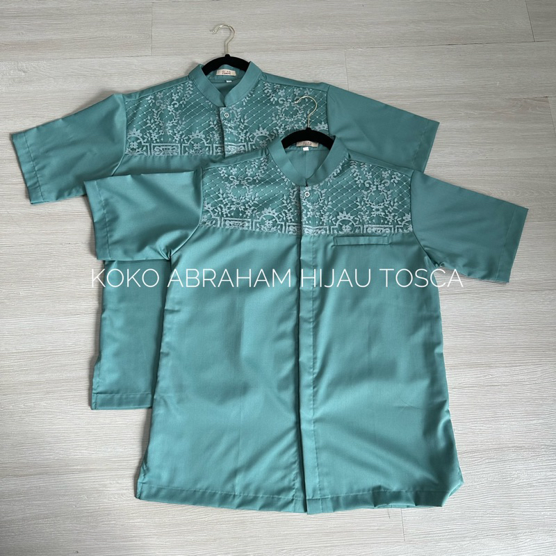 READY STOCK - NAURA DRESS DAN KOKO ABRAHAM HIJAU TOSCA|BAJU COUPLE KONDANGAN|LEBARAN