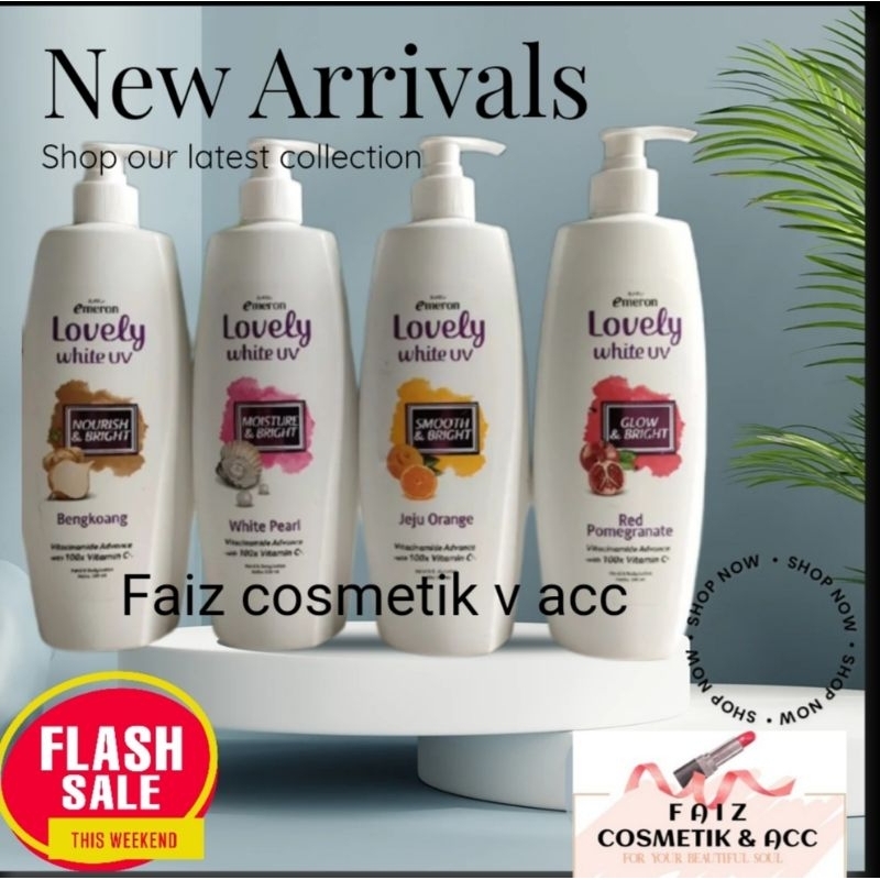 Emeron Hand Body Lotion Lovely white up Smooth Bright 100ml 200ml 500ml(Jumbo Besar murah)