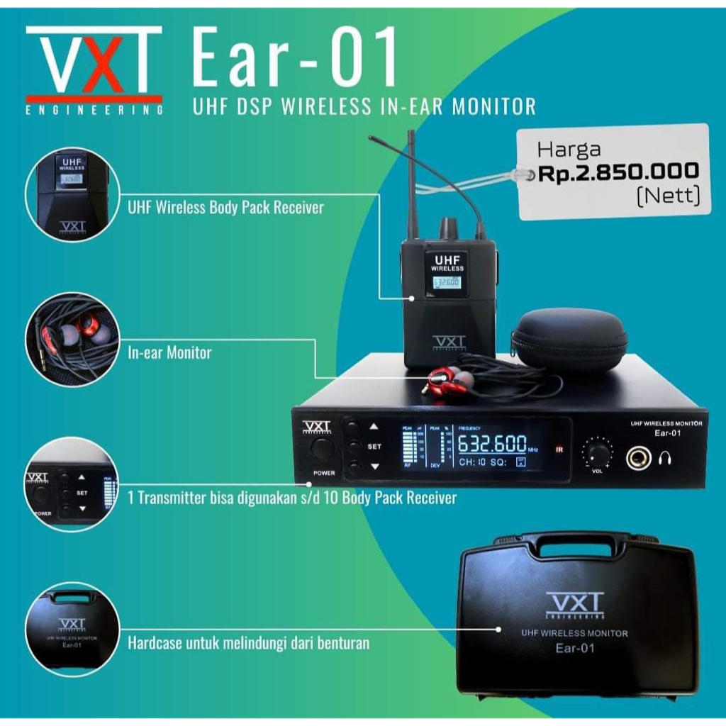 VXT EAR 01 / EAR-01 / EAR01 UHF DSP Wireless In Ear Monitor