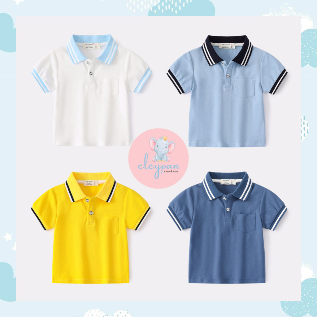 Polo Shirt Anak Laki Laki Import Baju Kerah Anak Cowok Polos Garis Baju Formal