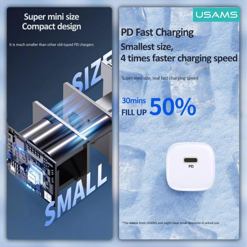 USAMS T36 Super Cube Fast Charger Kit 20W+Kabel Type-C to Lightning