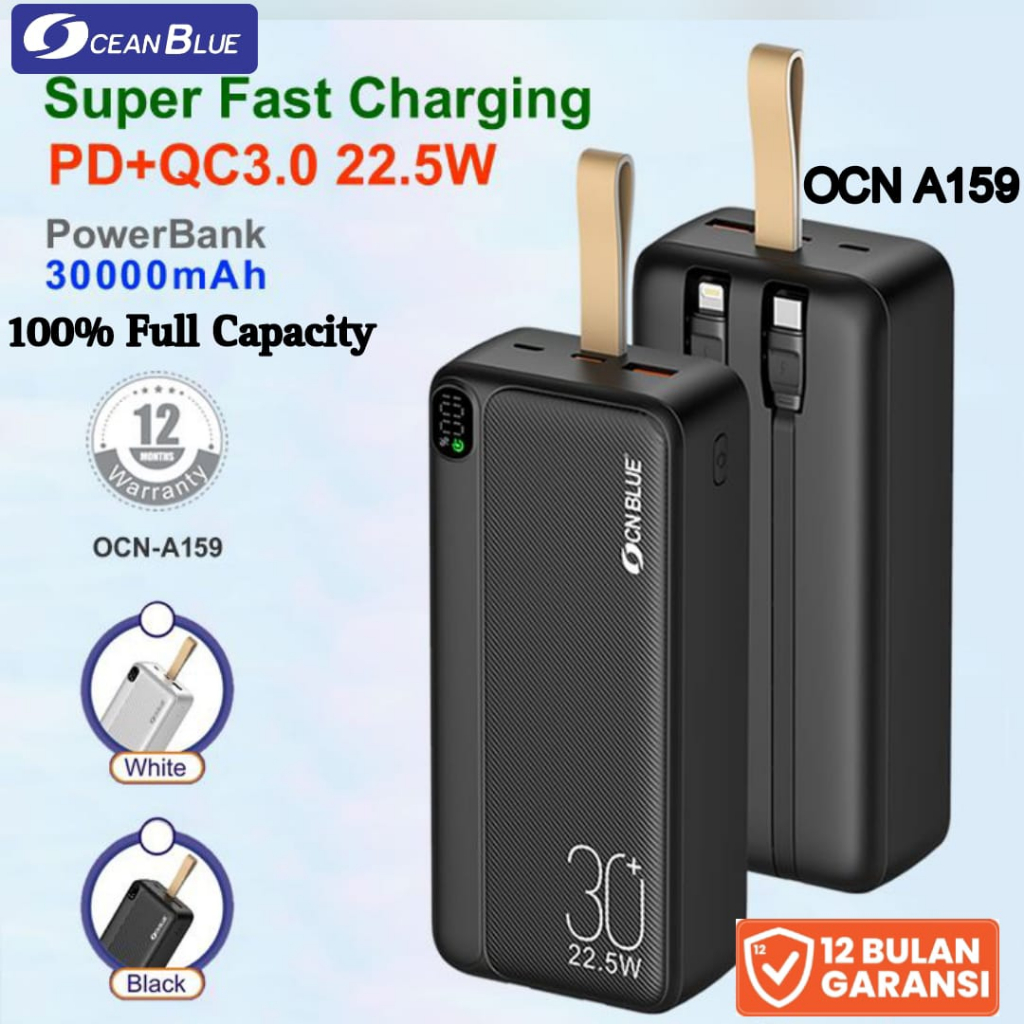 Ocean Blue OCN A159 Power Bank 30000mAh PD QC 3.0 22.5W Super Fast Carging