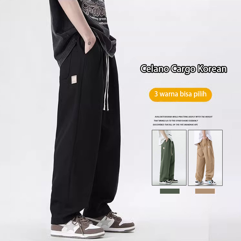 Celana Cargo Panjang Pria Celana Olahraga Casual Oversize Pria cargo pants Trackpants Wide Leg Celana Korean Style straights Boyfriend pants Basic Terbaru celana Training Pria Celana Jogger straight loose