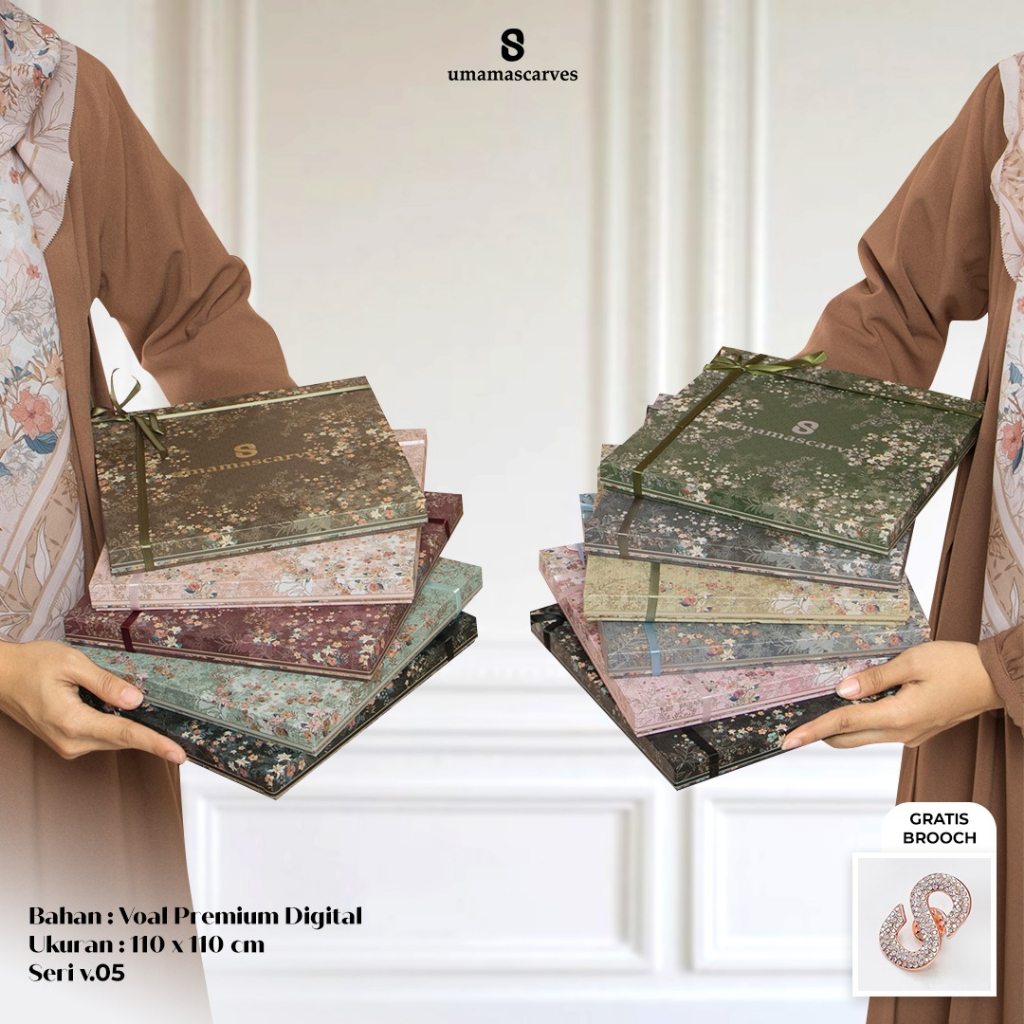 FREE BROS CANTIK Umama Scarves Jilbab Segiempat Motif Umama, Kerudung Voal Motif Digital Premium-MODIS FASHION