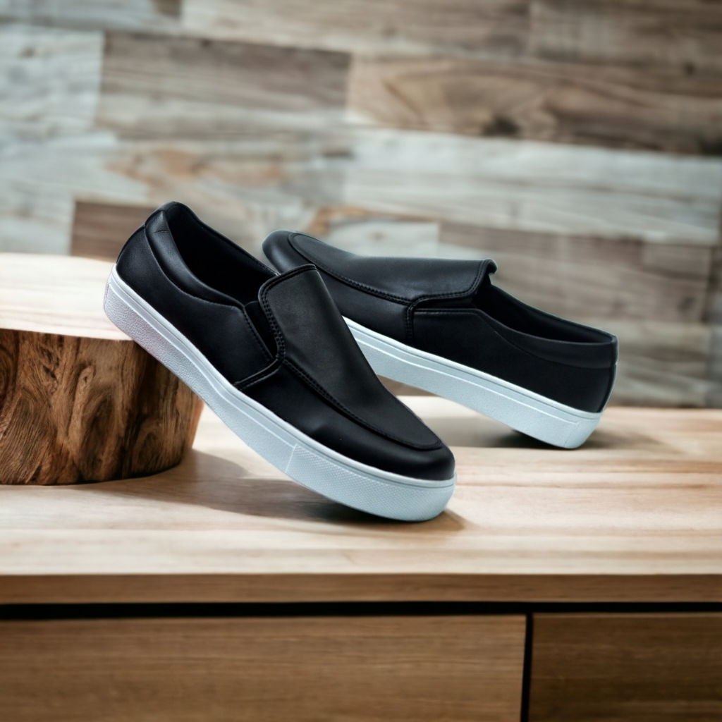 VINDES Sepatu Slip On pria Sepatu Formal Pantofel Casual Pria Sepatu Pria Kulit Asli Cowo/Cowok Ori Sepatu Kasual Sneakers Kets Gaya Santai Keren Kekinian Murah Terlaris
