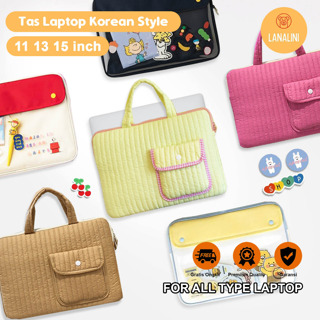 Sleeve Pillow Pouch Sarung Tas Jinjing PVC Bag Soft Case IPad Tablet Macbook Air Pro M1 M2 Laptop Asus Acer Lenovo HP Huawei Samsung Galaxy Tab A8 s6 s7 s8 10.9 11 12 13 13.3 14 15 inch Motif Gambar Kartun Snoopy Warna Biru Navy Putih Cute Murah