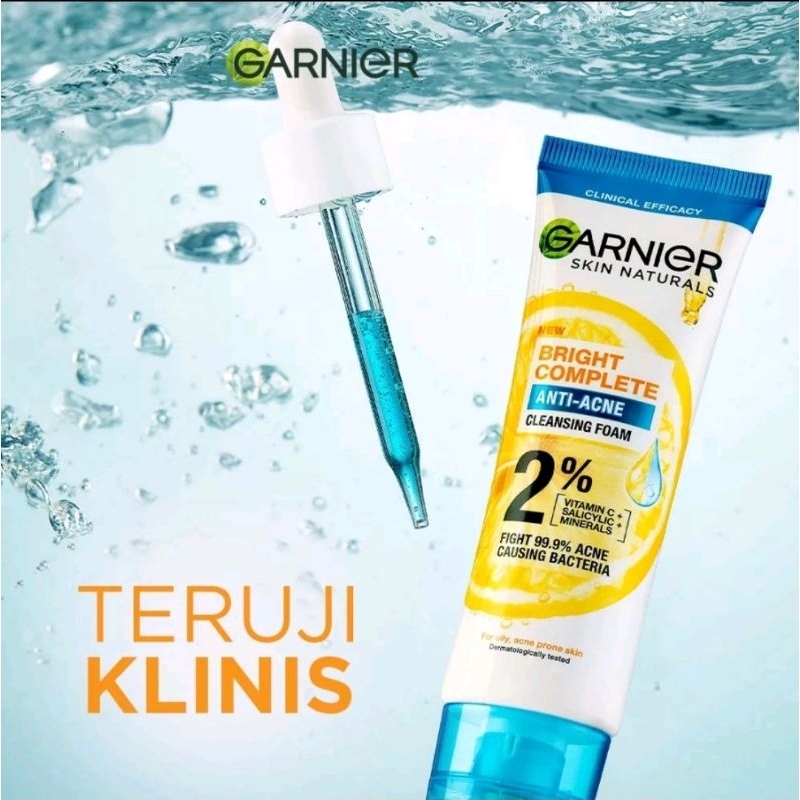 GARNIER BRIGHT COMPLETE ANTI ACNE CLEANSING FACIAL FOAM - FACIAL WASH