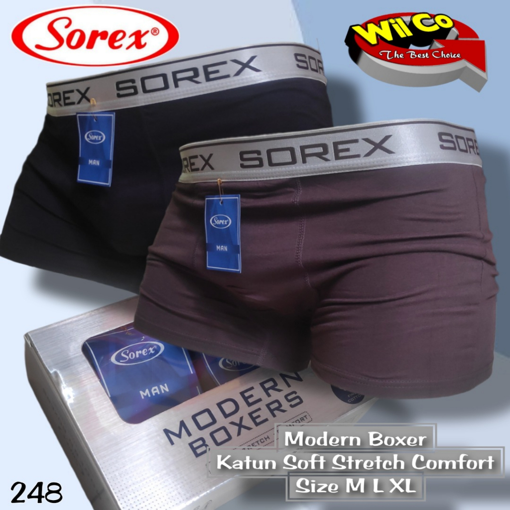 K248D - (DIJUAL PER 1 BOX ISI 2 Pcs) CELANA DALAM BOXER PRIA SOREX SIZE S - XL