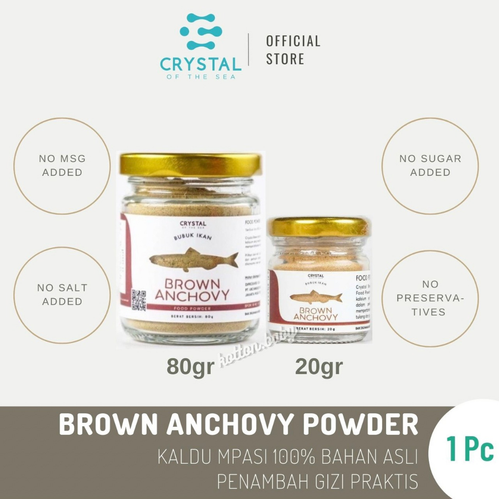 Crystal of the Sea - (20/80GR) Brown Anchovy Food Powder / Bubuk Teri Jengki / Ikan Bilis / Kaldu MPASI