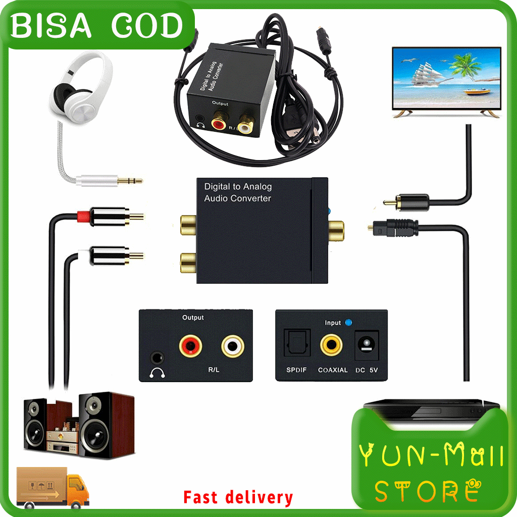 YUN Mall Baru Digital Audio Ke Analog Coaxial/Toslink Ke Analog/RCA Konverter Sumbu Optik Digital Ke Analog 3.5mm Audio Converter/Modul Converter Audio Optical Toslink Coaxial Digital to Analog RCA