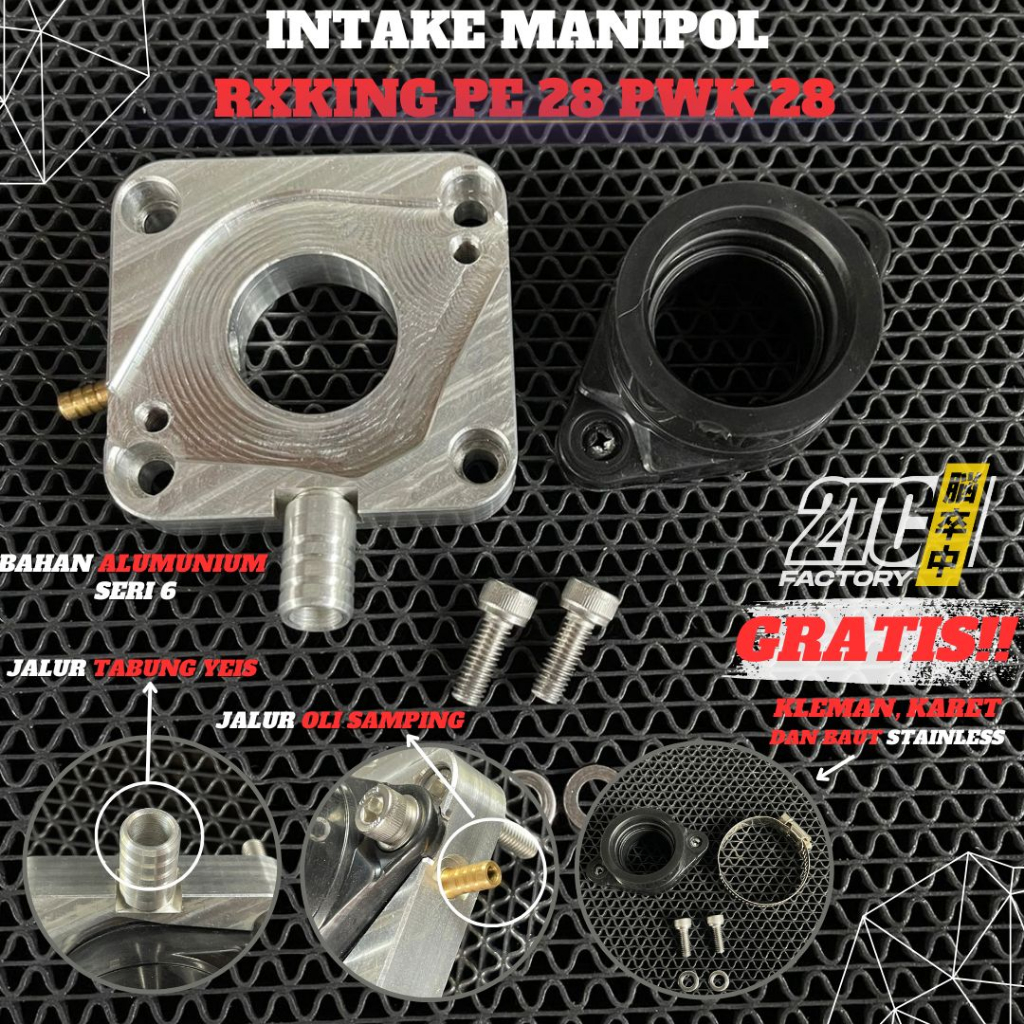 MANIPOL INTAKE MANIPOL INTEK RX KING DURAL CNC ALUMUNIUM T6 KARBU PWK 28 PE 28