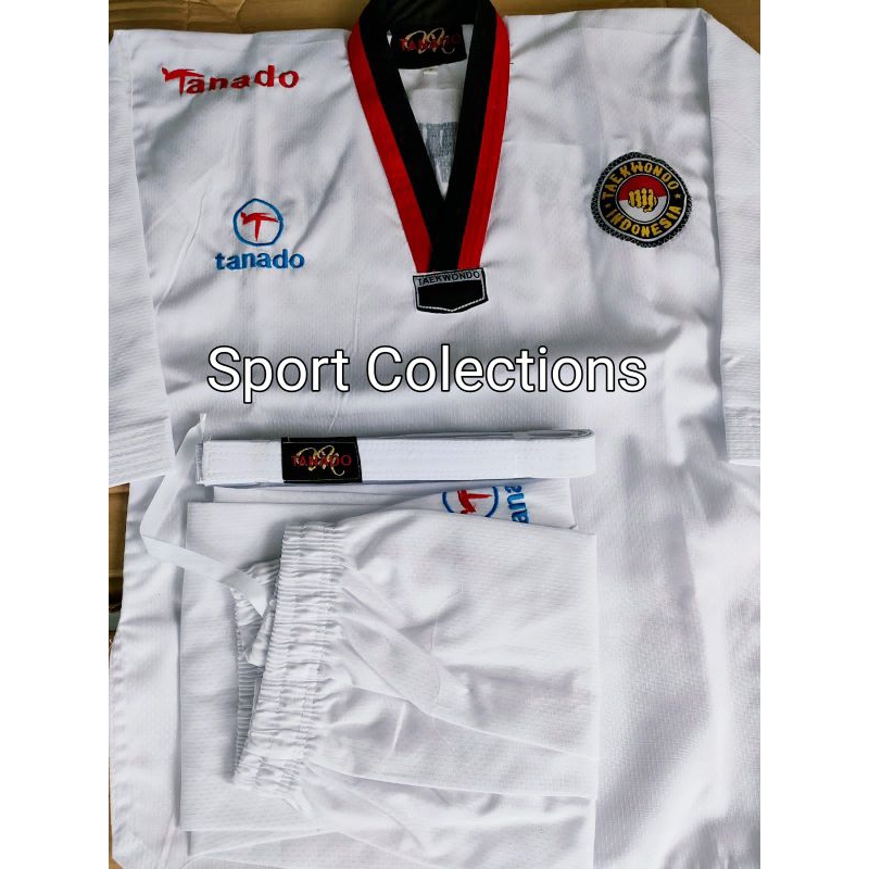 Baju Taekwondo Dewasa TANADO Baju Taekwondo Dewasa Kerah Merah Hitam Baju Taekwondo Dewasa Kerah Hit