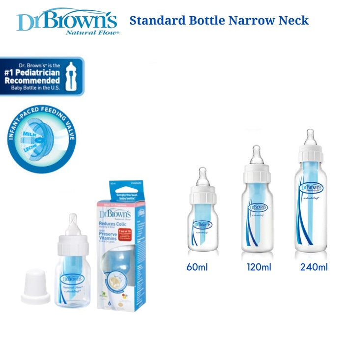 BOTOL SUSU DR BROWN'S standart neck Blue 60ml / 120ml / 250ml