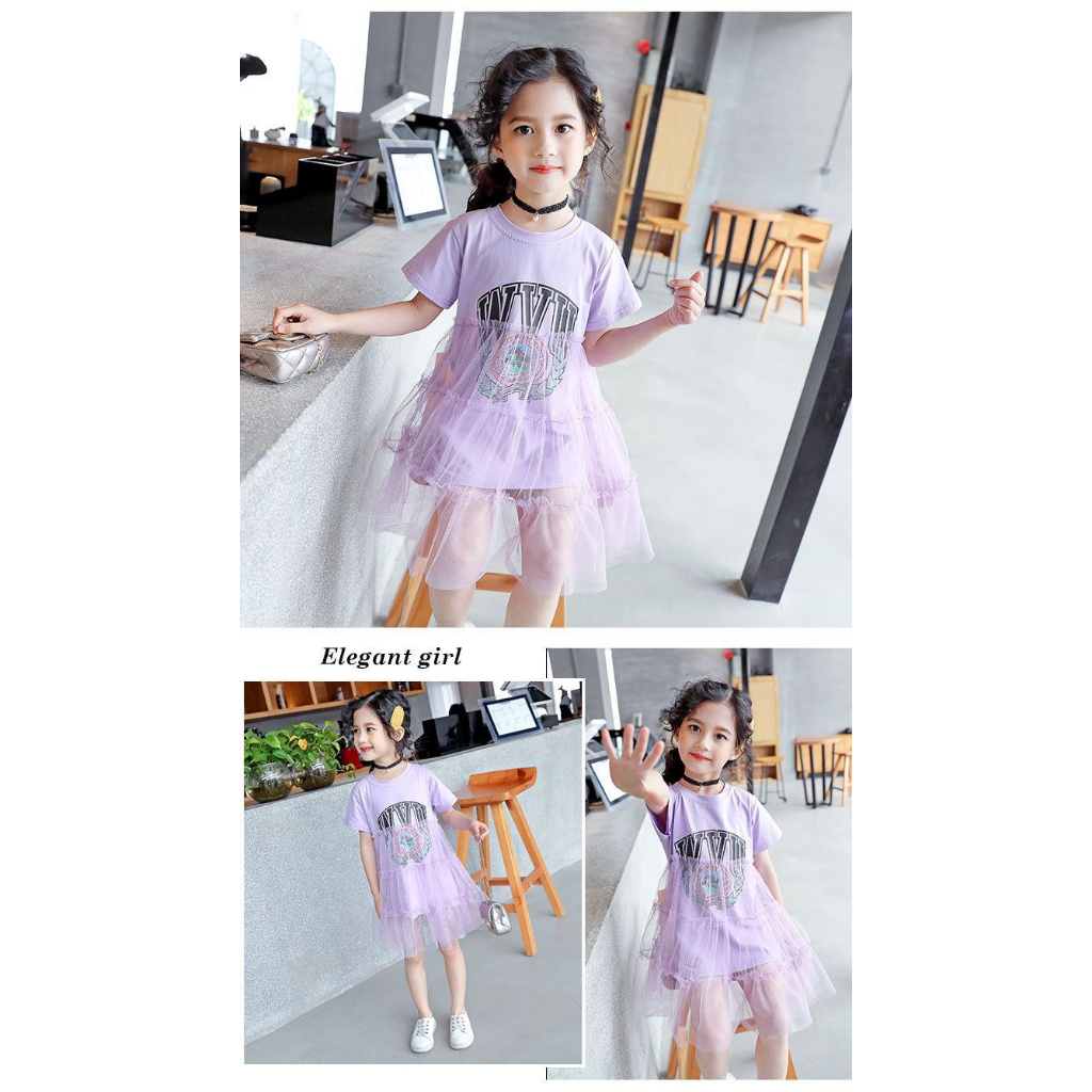 Dress Polos Anak Perempuan Motif Print Alphabet WVU