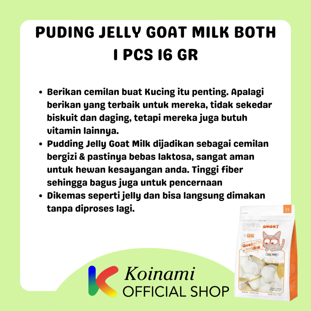 Pudding Jelly Goat Milk Both @1pcs 16gr / Puding Susu Kamping Merk BOTH / Original Korea Cemilan Pet Kucing