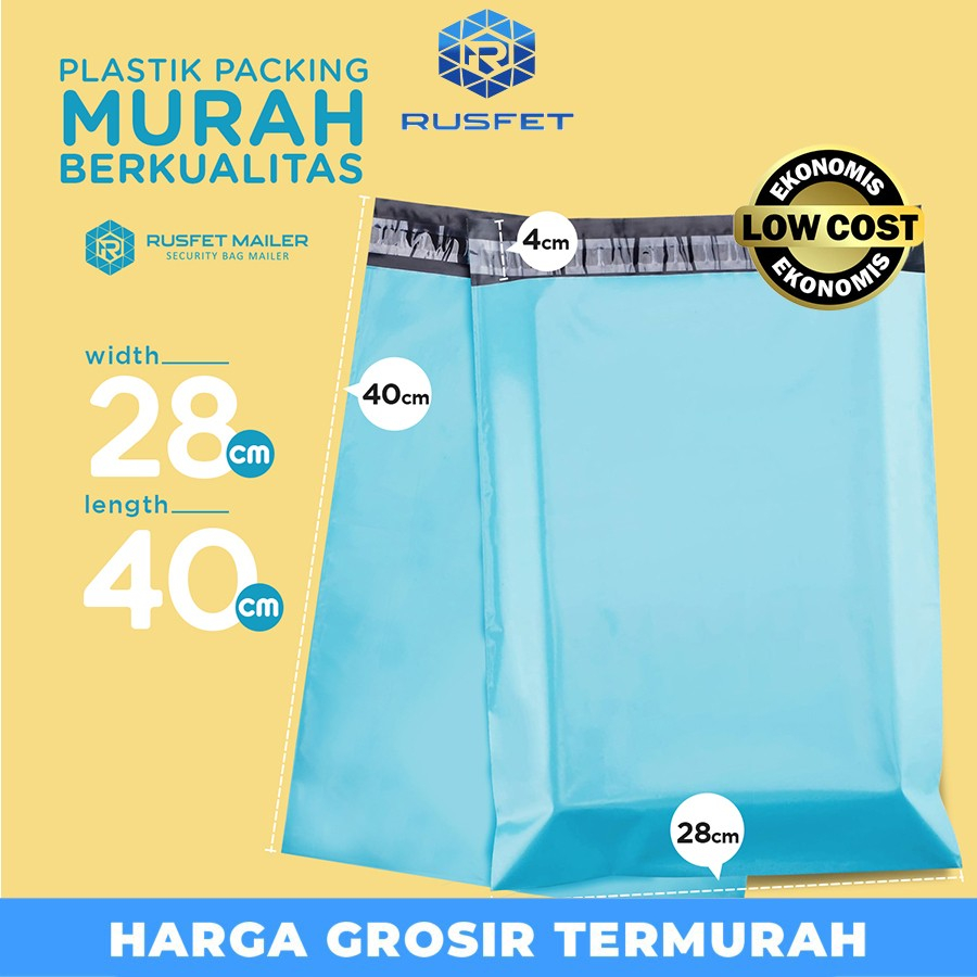 Plastik Polymailer Pack LOW COST Amplop Polimailer BLUE Rusfet 28x40cm