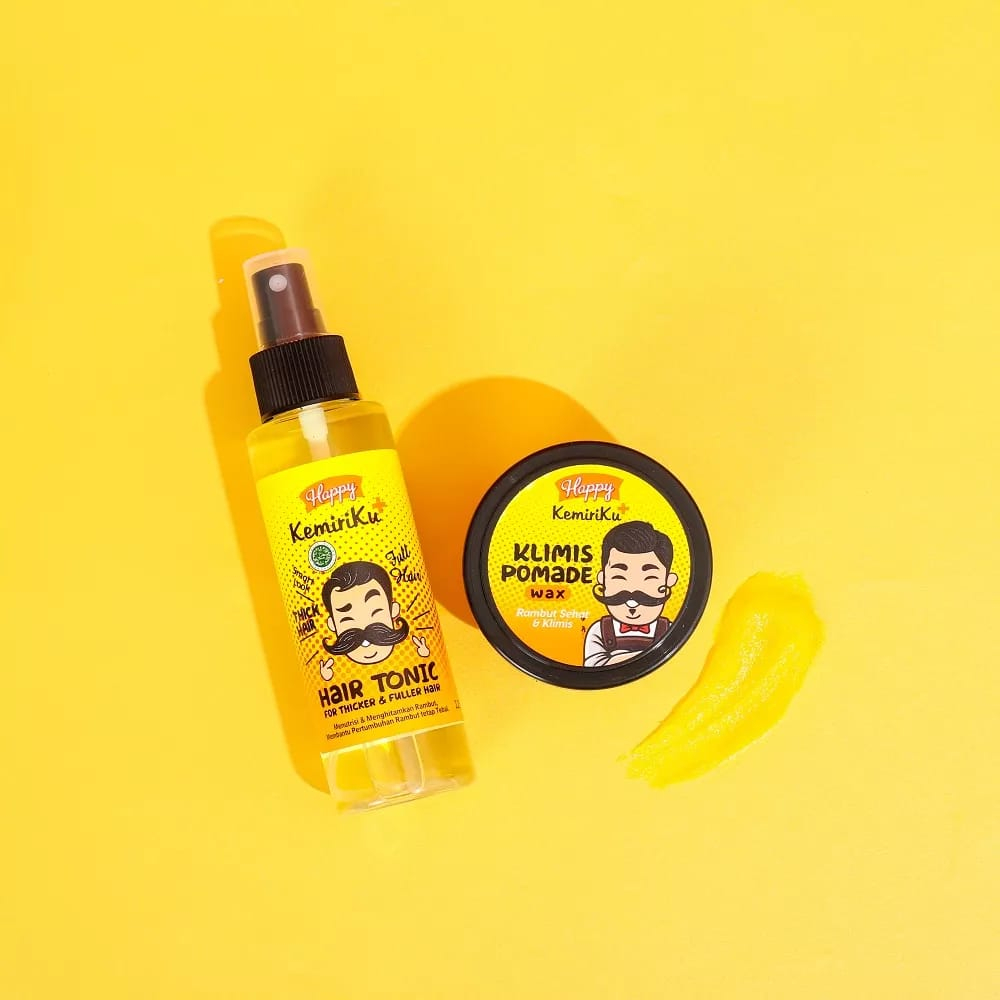 [PAKET HEMAT] Happy Kemiriku Pomade Wax Based & Hair Tonic Kemiriku